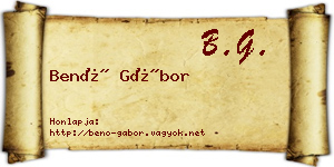 Benő Gábor névjegykártya